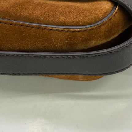Fendi Baguette Brown Suede Leather Large Baguette Cage Removable Leather Belts