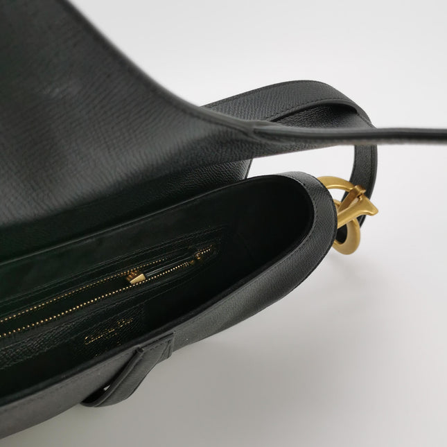 Dior Saddle 2020 Medium Grained Calfskin Leather Bag Black