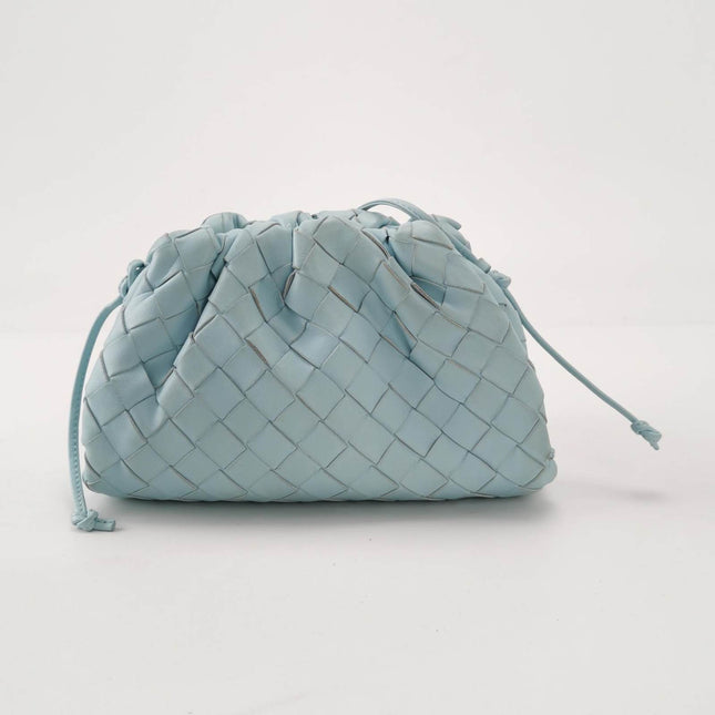 Sold Bottega Veneta Pouch Mini Intrecciato Blue Lambskin Leather Crossbody Bag
