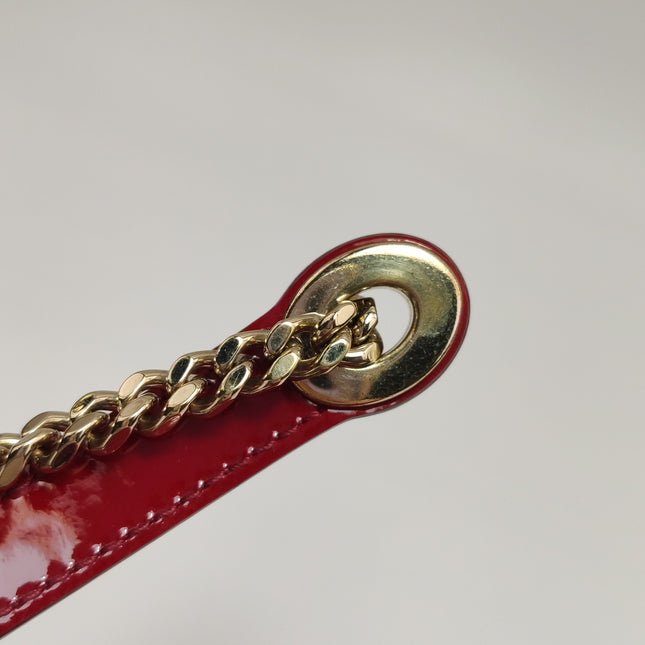 Lady Dior Mini 2019 Red Patent Leather Gold-tone Chain Strap