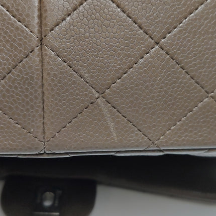Chanel Classic Flap Jumbo 2012 Coffee Brown Caviar Leather Double Flap Silver Hardware