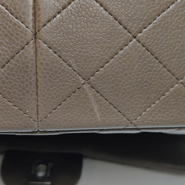 Chanel Classic Flap Jumbo 2012 Coffee Brown Caviar Leather Double Flap Silver Hardware