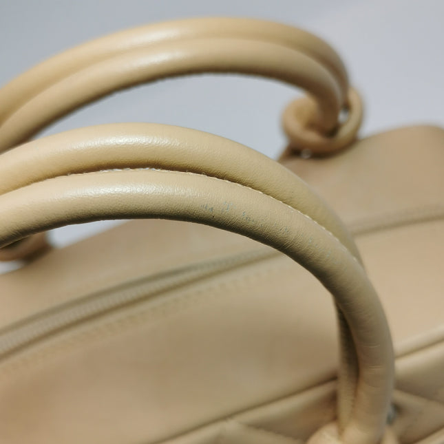 Chanel Cambon Small Shoulder Bag Beige Calfskin Leather Double Strap