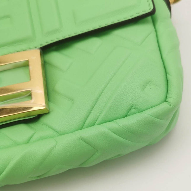 Sold Fendi Baguette Mini Green Nappa Leather Crossbody Bag