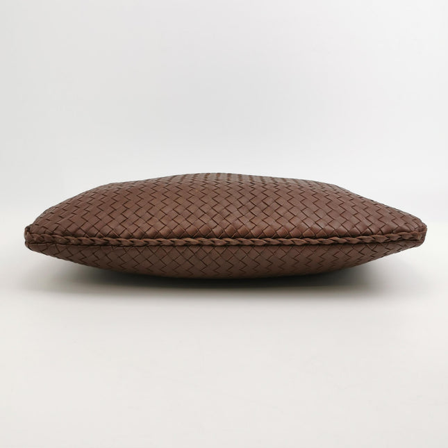 Bottega Veneta Veneta Hobo Intrecciato Chocolate Brown Medium Lambskin Leather 45cm
