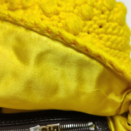 Fendi Mamma Baguette Bag Yellow Crochet Shoulder Bag