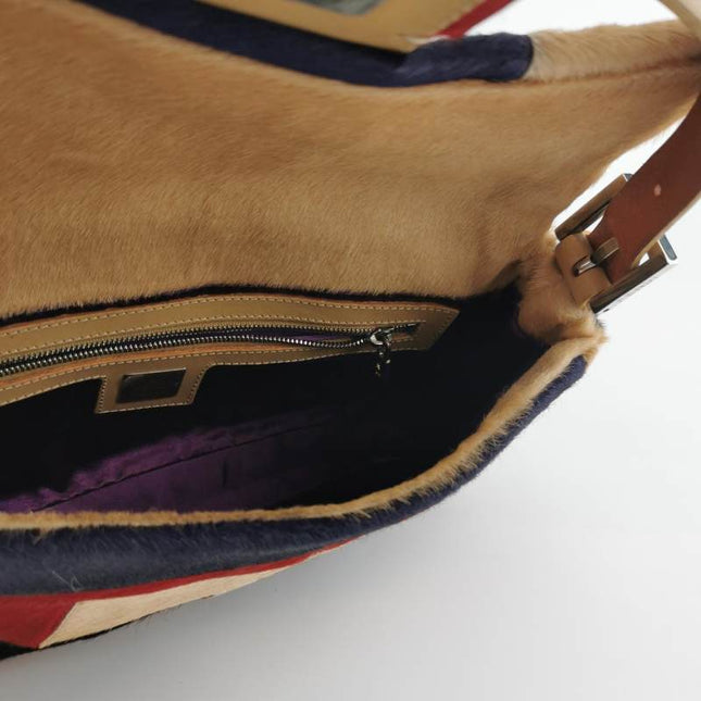 Sold Fendi Baguette Pony-style Calfskin Leather Multicolor Abstract Geometric Patchwork