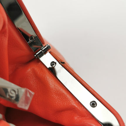 Chanel KissLock Coral Orange Velvet Crossbody Bag
