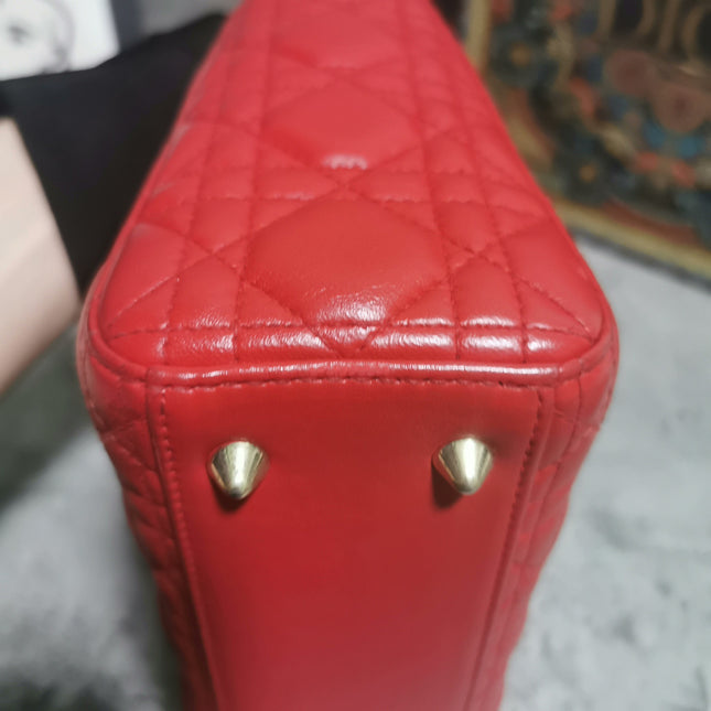Sold Lady Dior Small My Abcdior Red Lambskin Cannage Leather