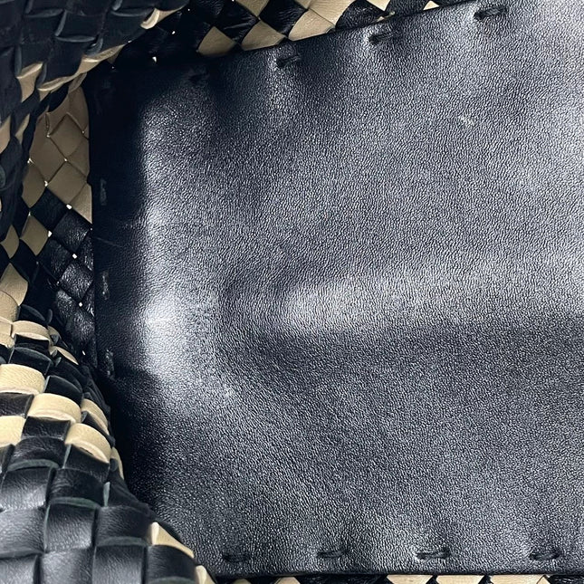 Bottega Veneta Cabat Tote Intrecciato Black and Beige Leather