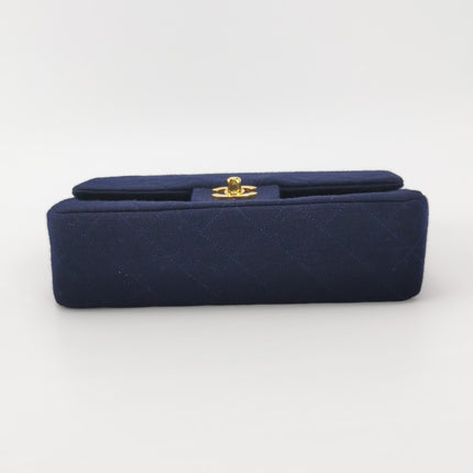 Chanel Classic Flap Small Vintage Navy Fabric 24k Gold Hardware Linked Chain Strap