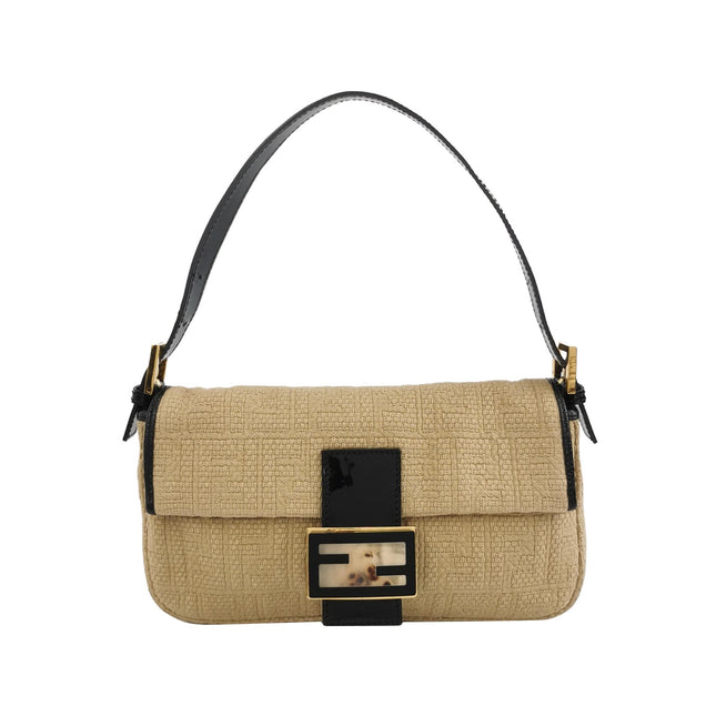Fendi Baguette 1997 Beige Canvas Zucca Embossed with Zucca Interior-Luxbags
