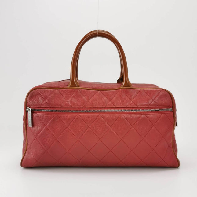 CHANEL Caviar Quilted Large Bowler Bag Red