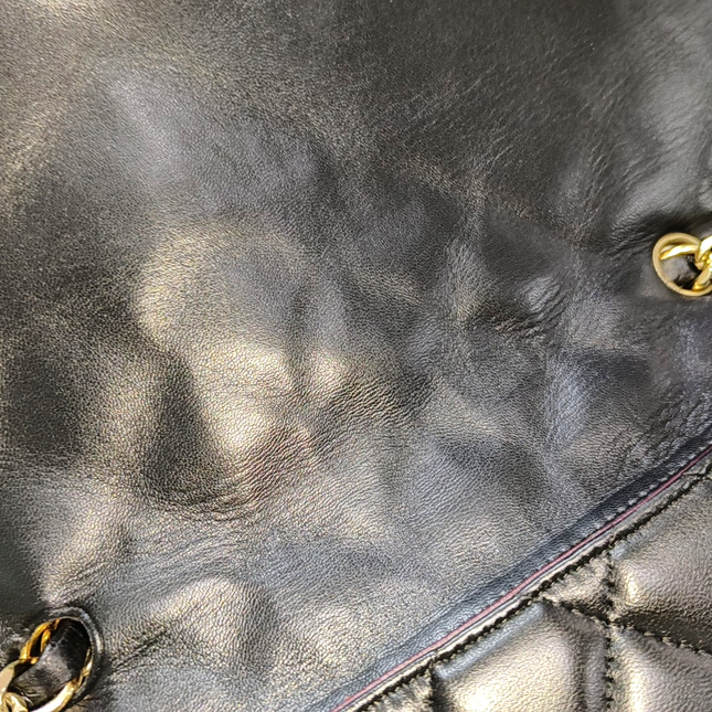 Sold Chanel Classic Flap Jumbo 2009 Black Lambskin Leather Single Flap with Gold Hardware