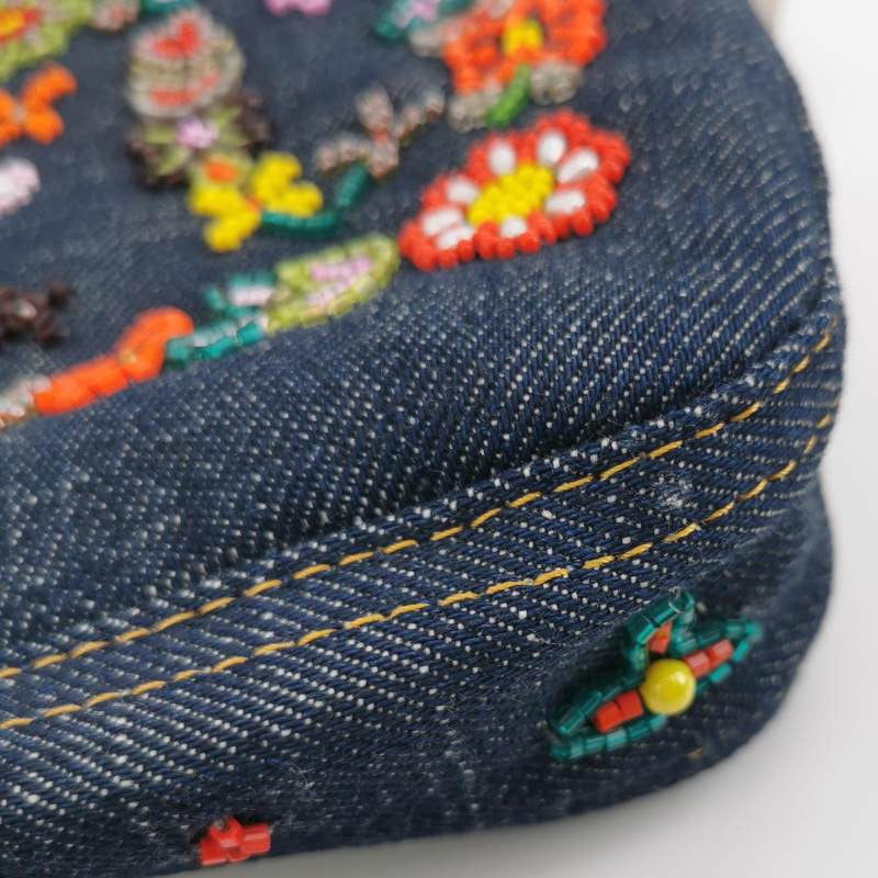 Sold Fendi Baguette Denim with Floral Beads 25 Anniversary Special Collection