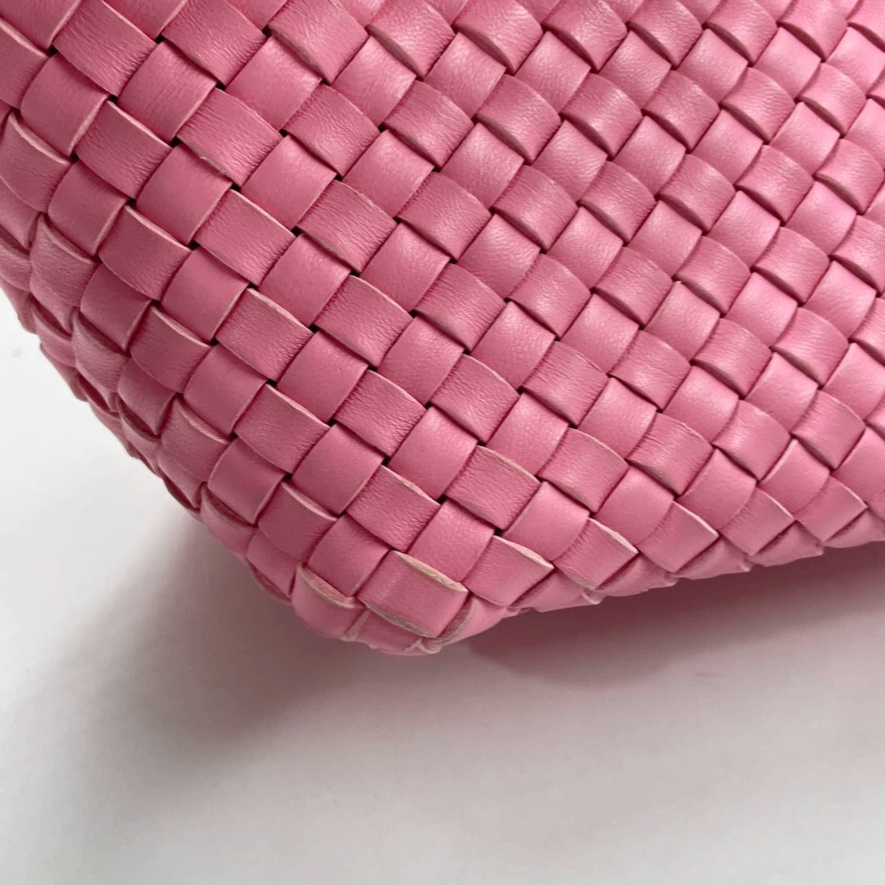 Bottega Veneta Cabat Mini Intreccio Leather Tote Bag Pink