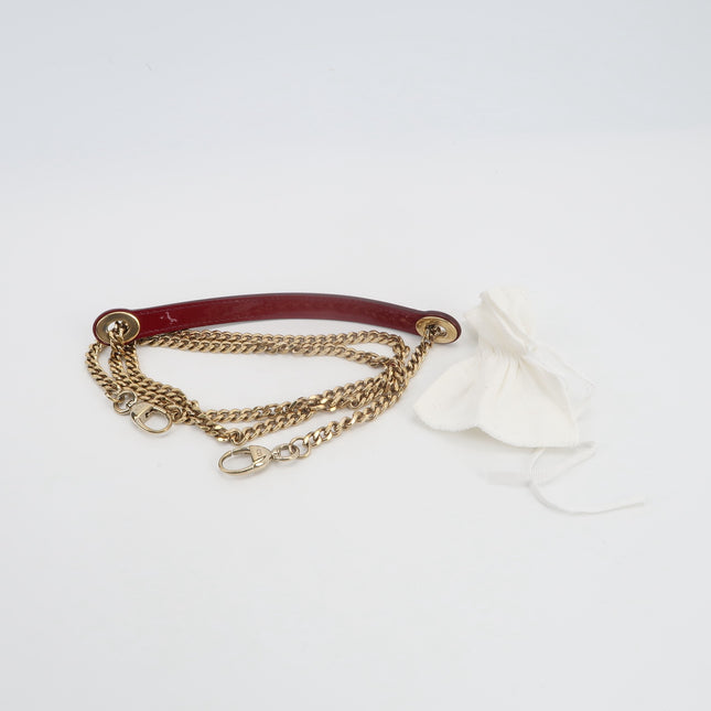 Lady Dior Mini 2019 Red Burgundy Patent Leather Gold Hardware Suede Interior Chain Strap