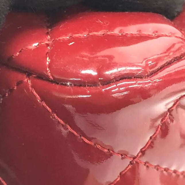 Chanel Classic Flap Medium 2012 Red Burgundy Patent Leather Silver Hardware