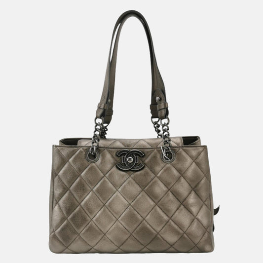 Chanel Portobello ChainTote Bag Bronze Metallic Silver Calfskin