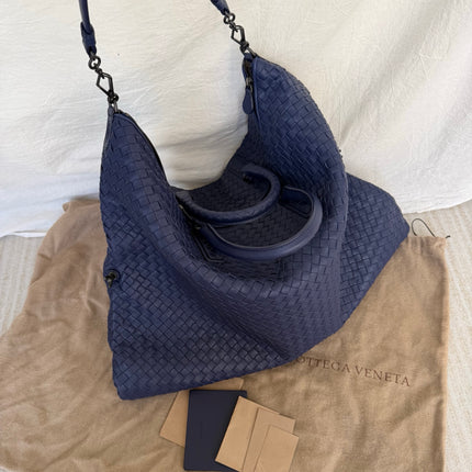 Bottega Veneta Maxi Convertible Tote Navy Leather 50cm