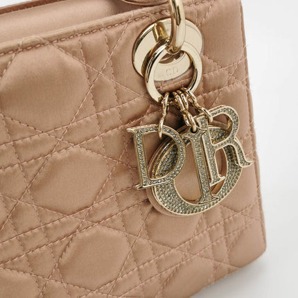 Sold Lady Dior Small My AbcDior 2019 Beige Silk Handbag Crystal Charms