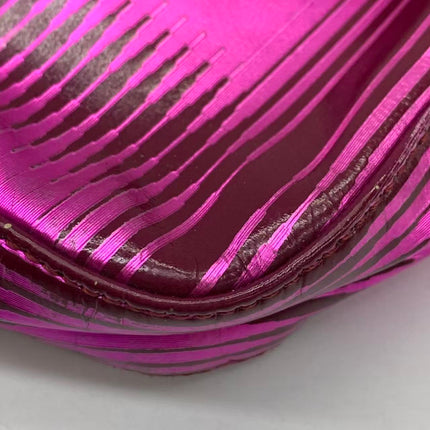 Fendi Baguette Pink Patent Leather Striped Gold Hardware Shoulder Bag