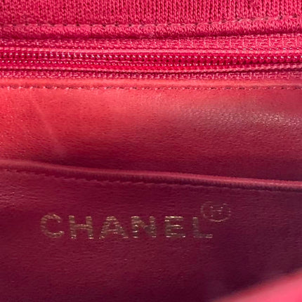 Chanel Mini Top Handle Bag Red Fabric Gold Hardware