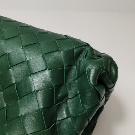 Bottega Veneta Pouch Large Intrecciato Dark Green Calfskin Leather Clutch