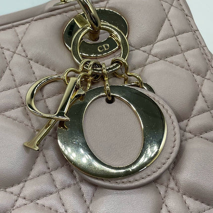Lady Dior Medium Handbag Pearlescent Pink Cannage Leather Gold Hardware