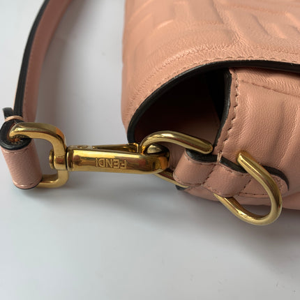 Sold FENDI Baguette Rosa Bourbon Pink Leather 3D FF Motif Crossbody bag