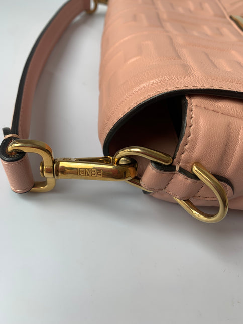 Sold FENDI Baguette Rosa Bourbon Pink Leather 3D FF Motif Crossbody bag