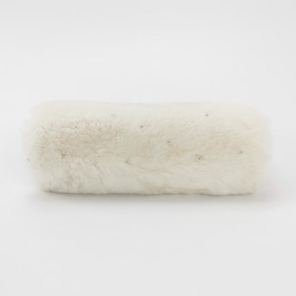 Chanel White Rabbit Fur Kiss Lock Clutch Chain Bag