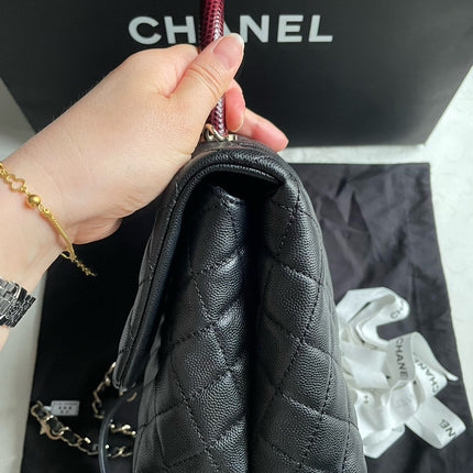Chanel Coco Handle Medium Black Caviar Leather Silver Hardware, 2021
