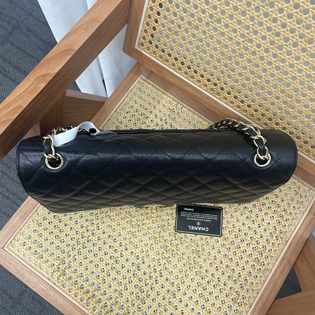 Chanel Classic Flap Maxi 2011 Black Caviar Leather Double Flap with Gold Hardware