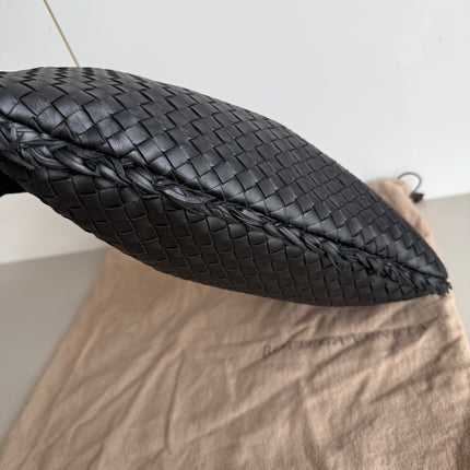 Bottega Veneta Intrecciato Hobo Bag Medium With Fringes Black Lambskin leather 40cm