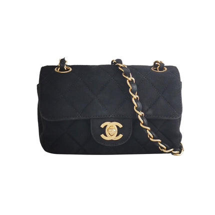Chanel Classic Flap Extra Mini Black Suede Quilted Gold-tone Hardware-Luxbags