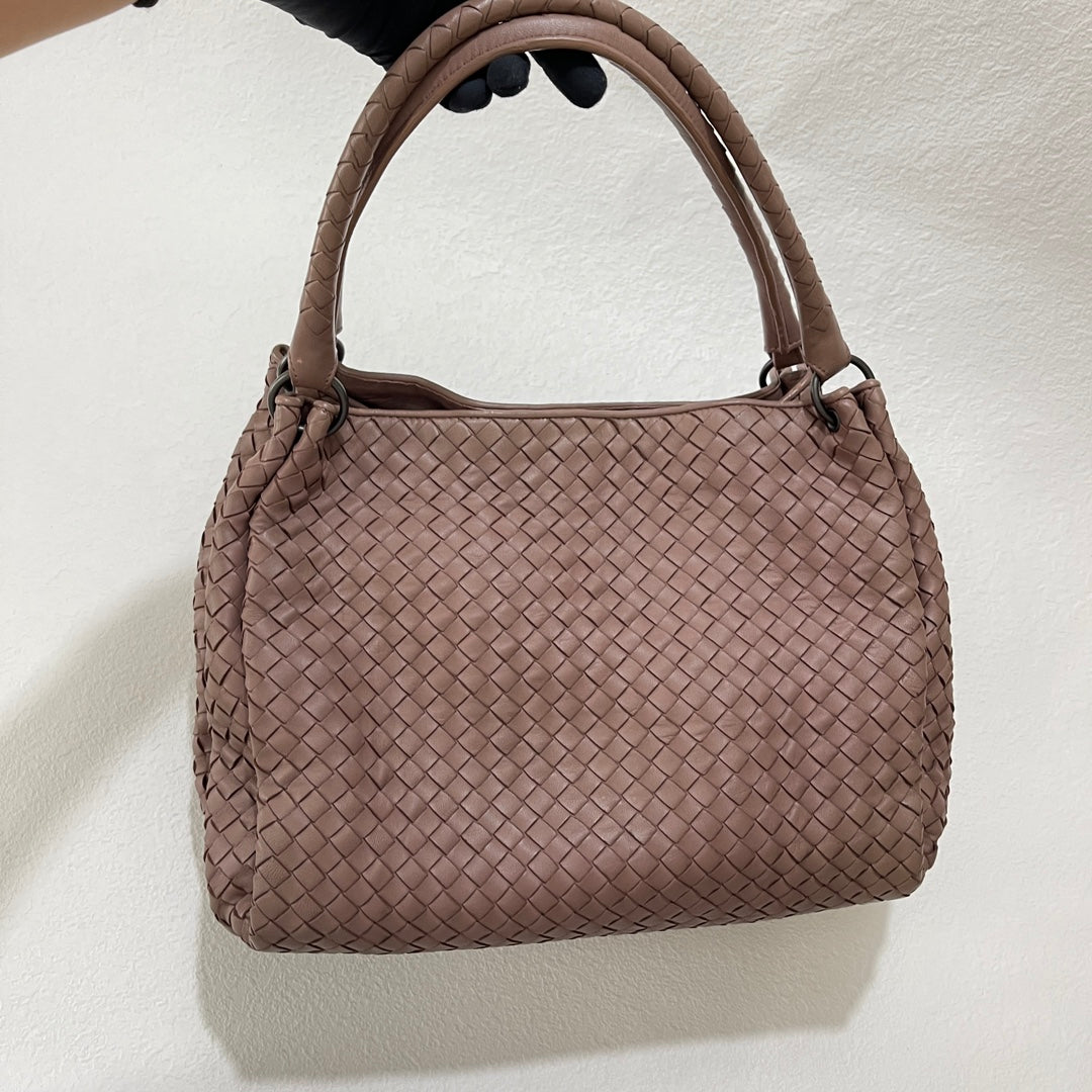 Bottega Veneta Parachute Shoulder Bag Intrecciato Dusty Nude Pink 33cm-Luxbags