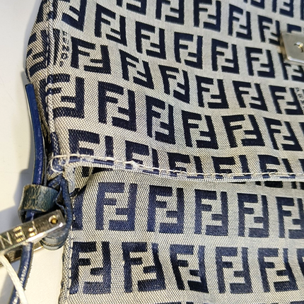 Sold Fendi Baguette Navy Zucchino Print Monogram