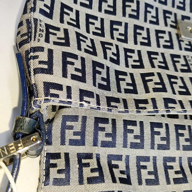 Sold Fendi Baguette Navy Zucchino Print Monogram