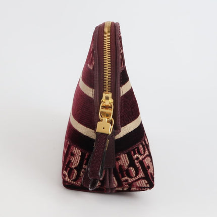 Christian Dior Velvet Oblique Cosmetic Pouch Burgundy