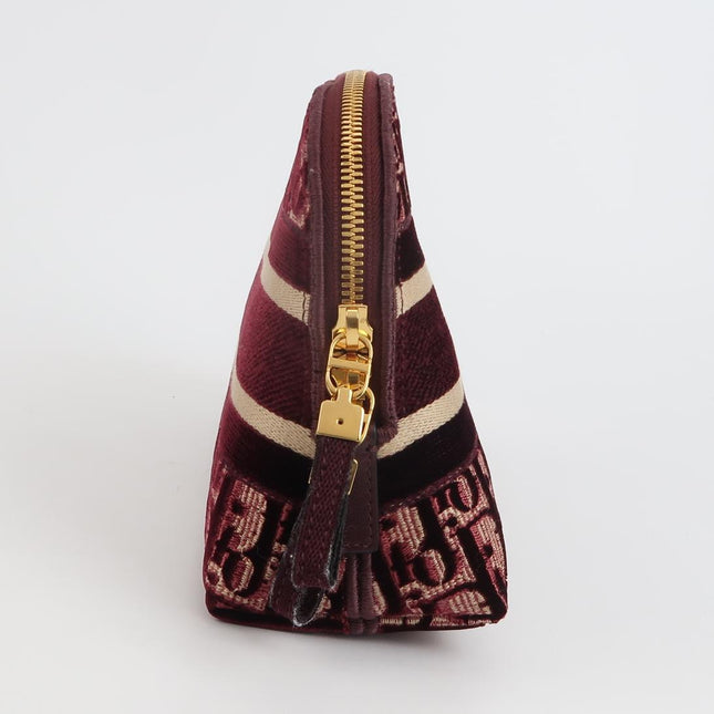 Christian Dior Velvet Oblique Cosmetic Pouch Burgundy