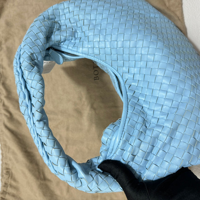 Sold Bottega Veneta Veneta Hobo Medium Baby Blue Intrecciato Leather Bag 43cm