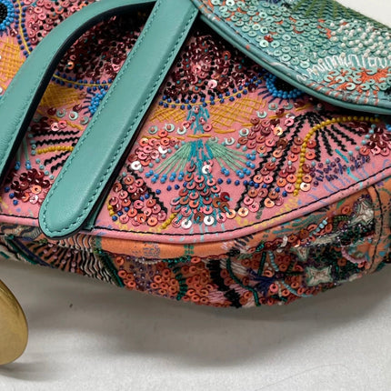 Dior In Lights Saddle Medium Multicolor Beads and Calfskin Leather Shoulder Bag