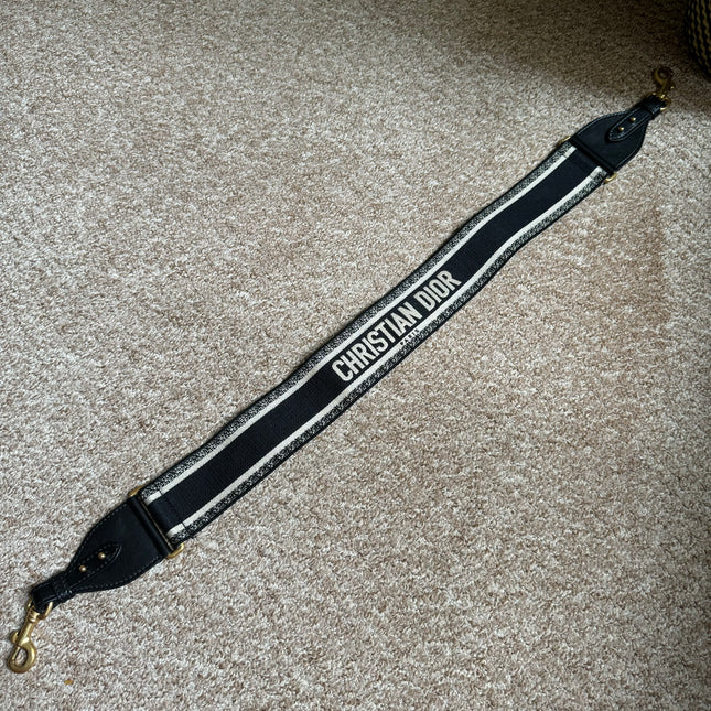 Dior Saddle Strap black canvas with Dior Logo-Luxbags