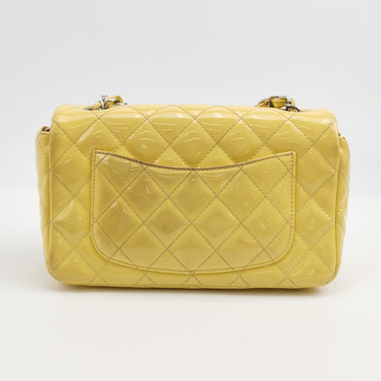 Chanel Classic Flap Rectangular Mini Yellow Patent Leather Silver HW, 2014-2015