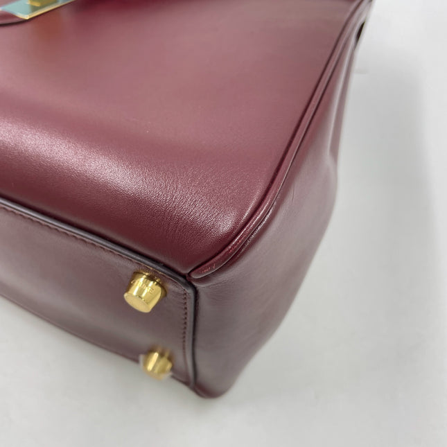 Celine 16 Bag Medium Burgundy Smooth Calfskin Leather With Strap