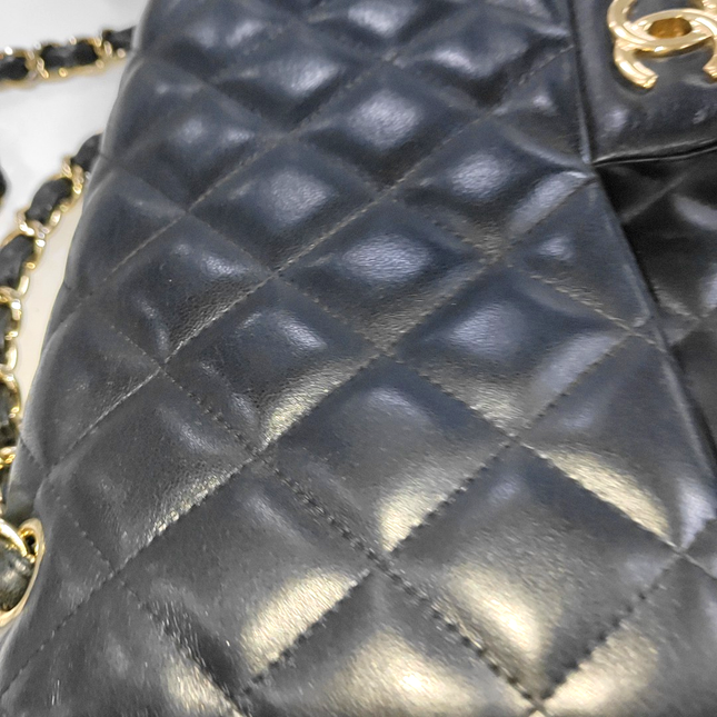 Chanel Classic Flap Jumbo Black Lambskin Leather Double Flap Gold Hardware, 2010-2011