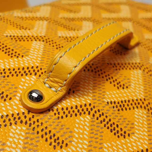 Goyard Saigon Mini Yellow Canvas and Leather Wooden Top Handle Crossbody Bag