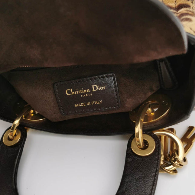 Sold Lady Dior Mini Handbag Pony-style Calfskin Leather Leopard Print
