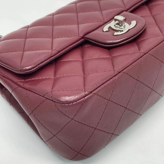Chanel Classic Flap Rectangular Mini Burgundy Lambskin Silver HW, 2019